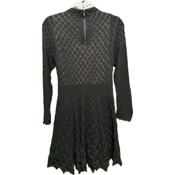 ALICE + OLIVIA Gin Pointelle Lace Wool Blend Mini Black Dress Size medium - Picture 5 of 16